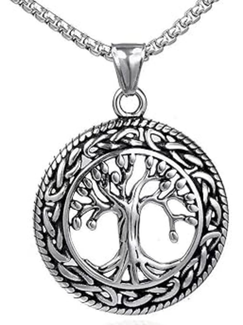 Tree of Life Necklace Bohemian Style Stainless Steel Life Tree Silver Metal